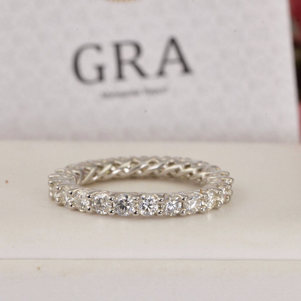 Round Brilliant Cut Moissanite Eternity Band Ring sz 8